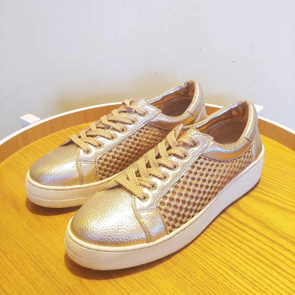 Steve Madden Napper Gold Perforated Sneakers